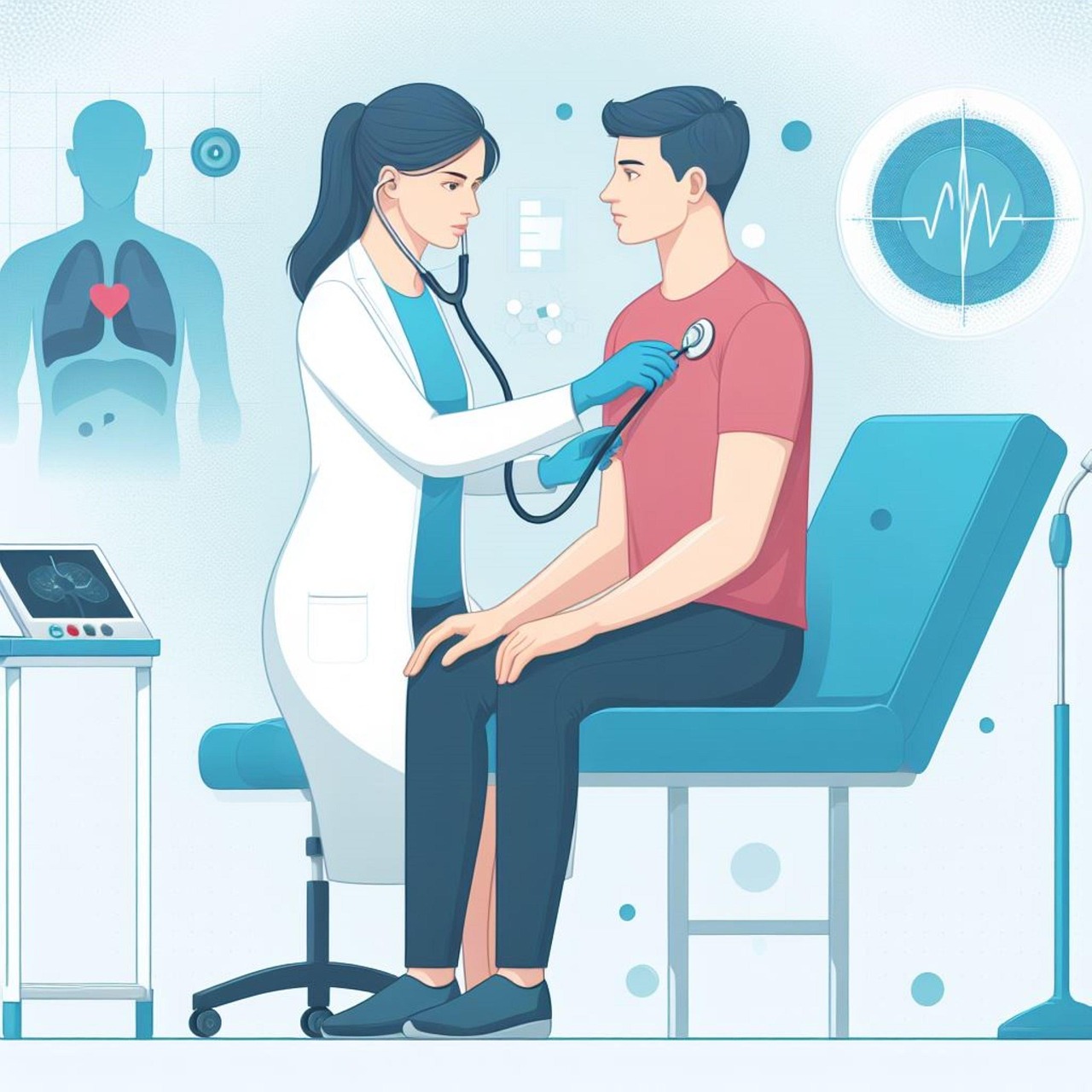 Doctor consulting with patient using AI-assisted tools